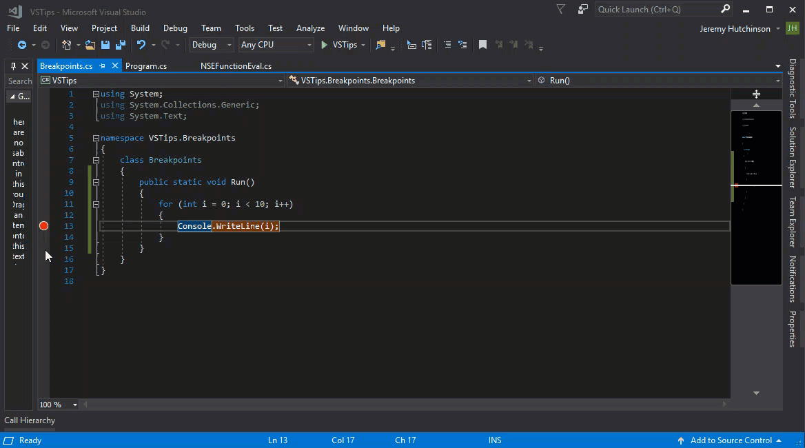 Hutch Codes Visual Studio Tips Breakpoints Hutch Codes Visual Studio Tips Breakpoints