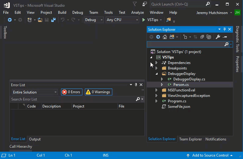 Hutch Codes — Visual Studio Tips - Solution Explorer Search